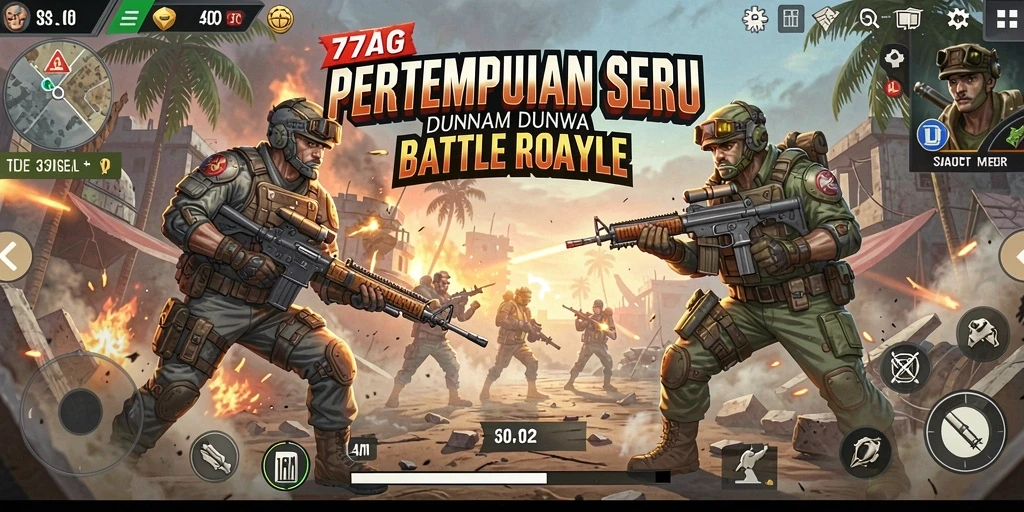 Gameplay seru di 77AG dengan aksi Battle Royale.