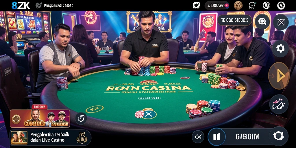Tampilan gameplay Live Casino yang mendebarkan di 8ZK.