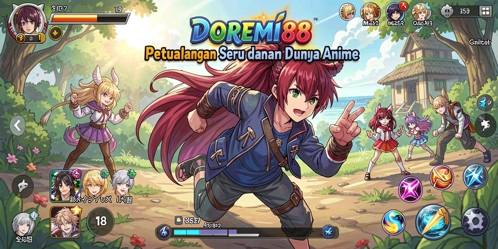 Screenshot gameplay menampilkan karakter Anime yang dinamis dan menarik.