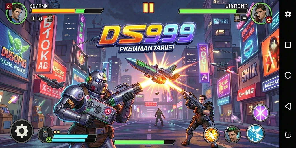 Tampilan dinamis dari gameplay DS99 yang seru dan mendebarkan.