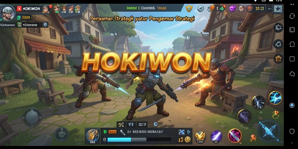 Screenshot gameplay HOKIWON menampilkan pertempuran strategis yang intens.