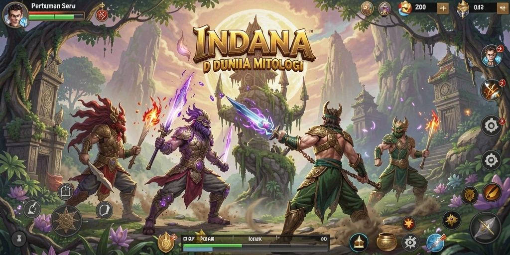 Gameplay menegangkan dengan pertarungan karakter mitologi.