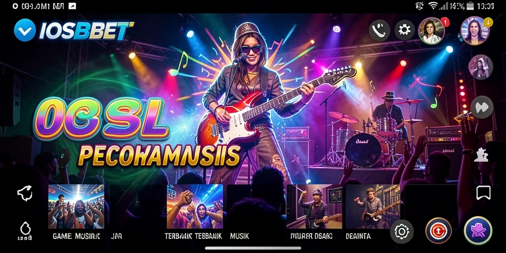 Tampilan gameplay IOSBET yang menampilkan interaksi pengguna dengan lagu-lagu.