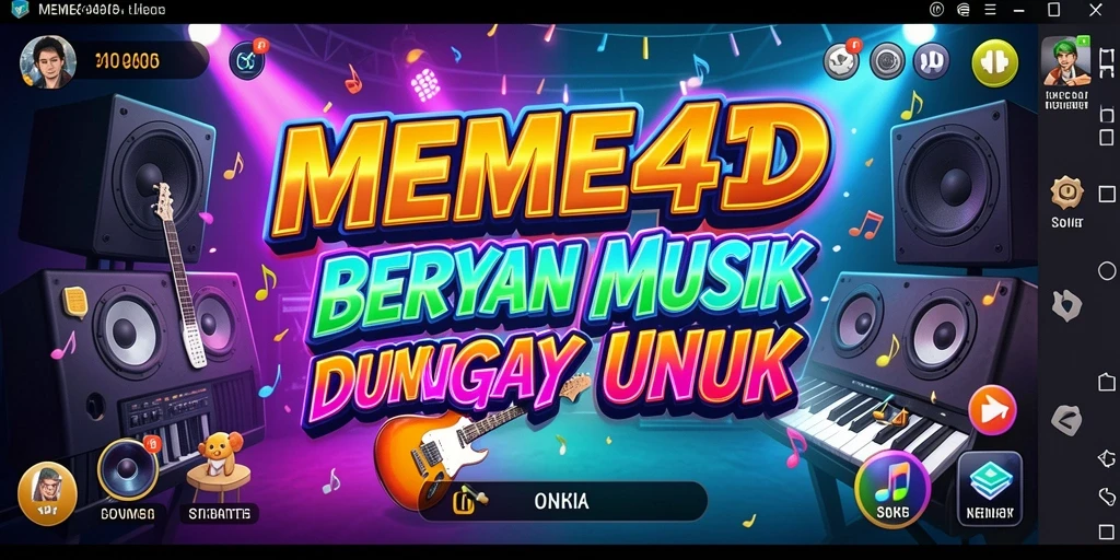Screenshot gameplay MEME4D menampilkan keseruan bermain musik.