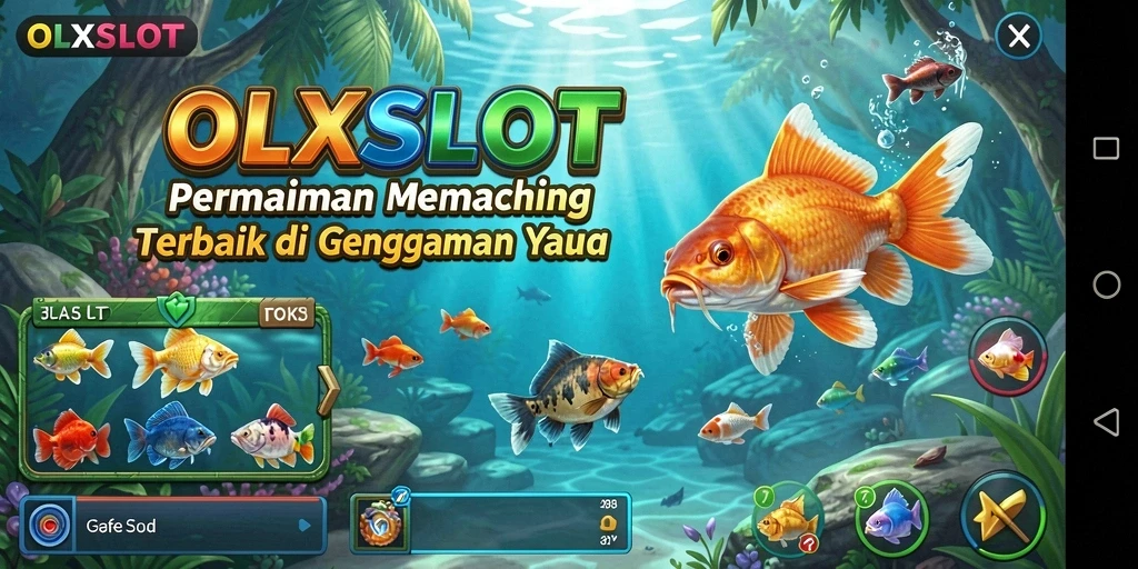 Tampilan gameplay OLXSLOT yang mengasyikkan saat memancing ikan.