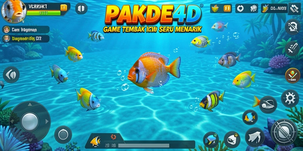 Tampilan gameplay PAKDE4D dengan aksi menembak ikan yang seru.