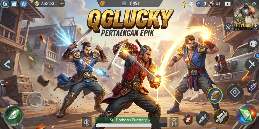 Tampilan gameplay QGLUCKY yang mendebarkan dan penuh aksi.