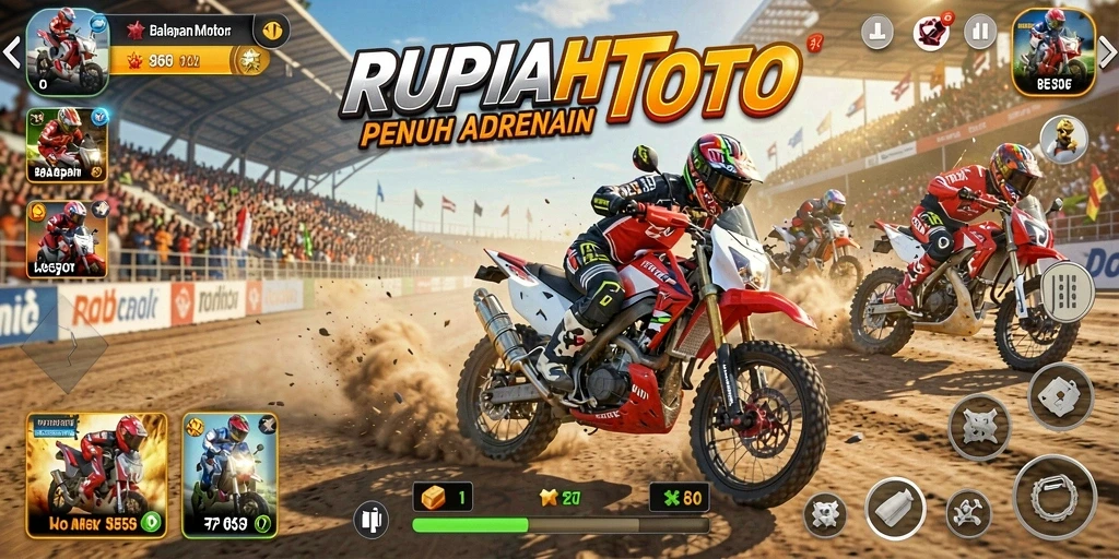 Tampilan menarik dari gameplay balapan motor di RUPIAHTOTO.