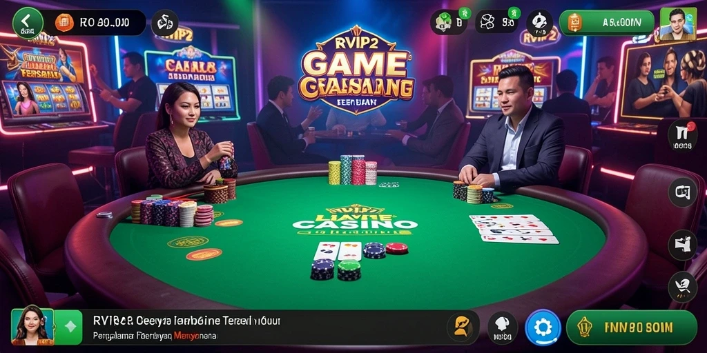 Tangkapan layar gameplay RVIP2 yang menampilkan suasana Live Casino yang seru.