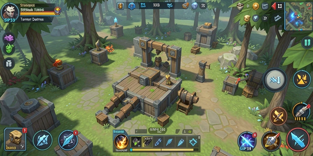 Screenshot utama SIP33 menunjukkan aksi seru dalam strategi Tower Defense.