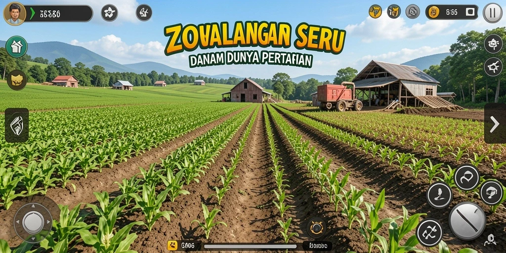 Tampilan gameplay ZONA66 yang menarik dalam dunia pertanian.