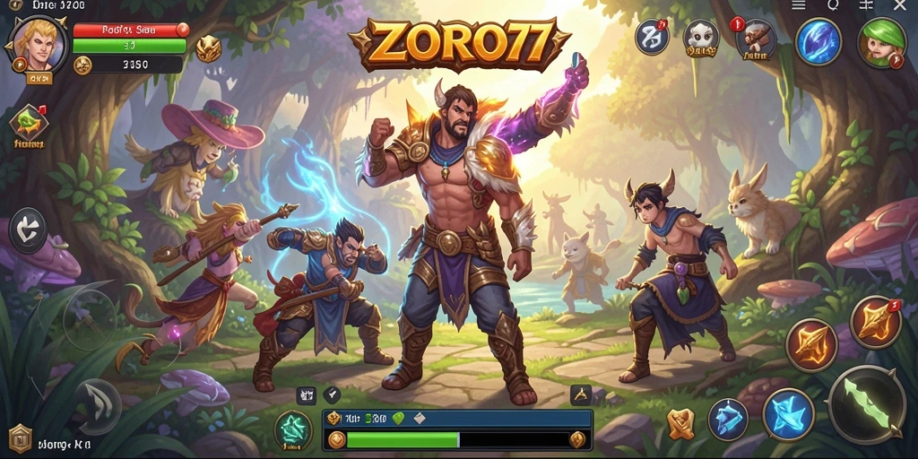 Tangkapan layar gameplay ZORO77 yang menampilkan aksi petualangan luar biasa.